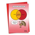 NobleWorks - Zarflı Mutlu Noeller Tebrik Kartı (10 x 16,75 cm) Komik Karikatür, Mutlu Tatil Mizahı - Tatil Venn Şeması C3395XSG