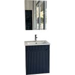 Noce Banyo Dolabı Aynalı Cnc Işlemeli Membran Kapaklı 55 cm - Mavi