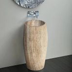 Noce Traverten Honlu Monoblok Lavabo Ntrstc44 Kahverengi