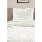 Noctiluca Amora Kalp Desen Wellsoft Tek Kişilik Battaniye 180X230 + Yastık Kılıfı Yumuşak Yatak Örtüsü - Ekru - 180 x 230 cm