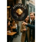 Nod Affogato Temalı Yuvarlak Cafe Tabelası – Jüt İpli Ahşap Duvar & Kapı Dekoru | Barista Tarzı Süs Çok renkli1 30 x 50