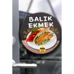 Nod Balık Ekmek Tabelası – El Yapımı Tek Taraflı Ahşap Askılı Dükkan Tablo & Sokak Lezzeti Dekoru Çok Renkli 30 x 50