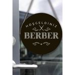 Nod Berber Cam Kapı Pano Tabelası, Berber Dükkanı için Süs, Askılı Cam Kapı Berber Kuaför Yazı Levhası Renkli2 30 x 50