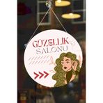 Nod Güzellik Salonu Cam Kapı Pano Karşılama Tabelası, Kadın Kuaför Dükkan Süsü, Askılı Cam Kapı Tablosu Renkli20 30 x 50