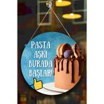 Nod Pastane Salonu Duvar, Kapı, Tek Taraflı Askılı Pano Karşılama Tabelası, Pasta Dükkanı Süsü Mavi1 30 x 50