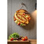 Nod Pide Görselli İpli Ahşap Kapı Duvar Süsü, Fırın Restoran Mutfak Dekoratif Tablo Çok Renkli 30 x 50