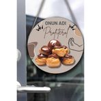 Nod Profiterol Salonu Duvar, Kapı, Tek Taraflı Askılı Pano Karşılama Tabelası, Profiterol Dükkan Süsü Bej1 30 x 50