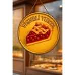 Nod Vişneli Tart Ahşap Kapı Duvar Süsü Mutfak Pastane Temalı Dekor, Asmalı Tablo Çok Renkli 30 x 50