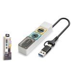 NODAR Hadron HDX7058 Hub 5Gbps 1x Type-C 3.2+1xUsb-A 3.2+SD+microSD 4 Port 2in1 Kablolu Kart Okuyu Beyaz