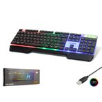 Nodar ND868 Türkçe-Q Gökkuşağı Ledli 1.40 mt USB Kablolu İnce Siyah Oyuncu Klavyesi