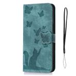 Nodigao Xiaomi Redmi 14C / 14 C/Poco M6 ile uyumlu deri kılıf kedi manyetik Kickstand kart bölmeli desen desenli tasarım kılıflar cep telefonu kılıfı Book Wallet çanta Case - yeşil A
