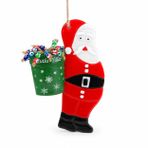 Noel Baba Nazar Cam Kırmızı Minyatür Duvar Süsü, 20x15 cm, İp Askılı, İç ve Dış Mekan Dekorasyonu