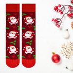 Noel baba yılbaşı desenli kırmızı renkli unisex soket çorap