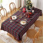 Noel Ekose Masa Örtüsü - Dikdörtgen Yemek Masaları, Partiler ve Çiftlik Evi Mutfak Dekoru için Yıkanabilir Tatil Masa Örtüsü (Kahve 140 x 100 cm)