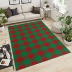 Noel Ekose Parça Halı 120x170 cm Vintage Kırmızı Yeşil Kareli İç Mekan Halısı Makinede Yıkanabilir Kaymaz Halı Yatak Odası, Ofis, Sınıf ve Çamaşırhane için Yumuşak, Dayanıklı Dökülmez