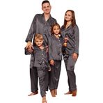 Noel Eşleşen Aile Pijama Takımı İpek Pijama Takımı Eşleşen Noel Pijamaları Aile için Uzun Kollu Gömlek Alt Noel Pijama Gecelikleri Erkekler Kadınlar Çocuklar için Kahverengi