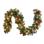 Noel Garland 50 LED Aydınlatma Yapay Noel Köknar Garland Dekor Merdiven Şömine Ofis Açık (1.8m)