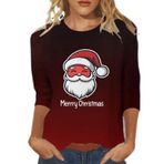 Noel Gömlek Bayan Ağaçlar Baskılı Grafik Tees Tops Kadınlar için Noel Tişörtleri 2024, Z-d1-kırmızı, S