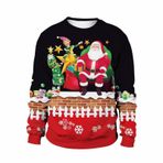 Noel Kazak Erkekler Noel Çirkin Kazak Erkekler için Noel Baba Kapşonlu Uzun Kollu Kazak Üst Kırmızı Erkekler Noel Kazak, siyah, S