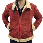 Noel Kırmızı Ruhlu Reynolds Filmi Ryan Süet Deri Ceket - Shearling Kürk Kıyafet Erkek - Noel Baba Cosplay Kostüm, Altın Kürk, M