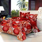 Noel Noel Baba Yatak Seti Polyester 3d Baskılı Nevresim + 2 adet Yastık Kılıfı + Çarşaf Seti Noel Yatak Odası Dekorasyonları-ikiz Boyut