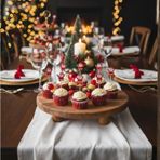 Noel Temalı Cupcake Süsleme Seti, Kırmızı Santa Kürdan Dekorları, 5 Adet, Pasta Süsleme Malzemesi
