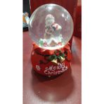 Noel Temalı Kar Küresi, Noel Baba Figürlü, Kırmızı Müzikli Tabanlı, Merry Christmas Yazılı, 16 cm Yükseklik, 10 cm Çap