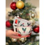 Noel Yaprakları Seramik Kupa - Renkli