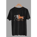 noetr Siyah Renk Basic At Baskılı Erkek T-shirt