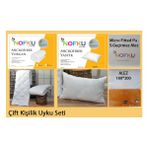 Nofku Çift Kişilik Microfiber Uyku Seti - Beyaz