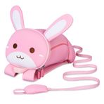 NOHOO Toddler Sırt Çantası Tasma, Mini Sevimli Karikatür Hayvan, Erkek Bebek Kız 3~6 Yaş için Su Geçirmez Seyahat Kitap Çantası, Pembe Tavşan, 3d Karikatür
