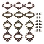 NOIAFZY 12 adet Vintage Metal kartvizit yapma eski isim plakası içi boş kart yuvası DIY fotoğraf çerçevesi dolap durumda etiket