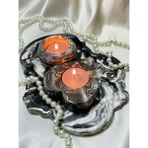 Noir Candle Set Minimal Dekoratif Mumluk & Tepsi Seti - Siyah - Beyaz - Gri