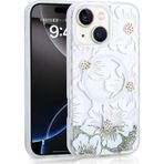 Noir318 İphone 14 Kılıf Sıvılı Simli Baskılı Şeffaf Arka Yüzey Zore Mossa Silikon Kapak - Gri