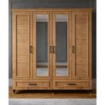 Noiss Home Decor Barlas 4 Kapılı Gardırop Elbise Dolabı Askılı Raflı Yatak Odası Dolabı - Atlantik Çam