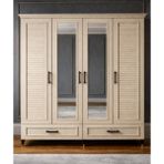 Noiss Home Decor Barlas 4 Kapılı Gardırop Elbise Dolabı Askılı Raflı Yatak Odası Dolabı - Beyaz