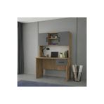 Noiss LATRE ÇALIŞMA MASASI - ANTIK CAM & ANTRASİT - 2 KAPAKLI - 1 ÇEKMECELİ