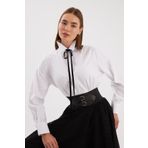 NOK İSTANBUL Nok Basic Serisi %100 Cotton Oversize Gömlek Beyaz