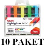Noki 10 Paket Fosforlu Kalem 5 Li 90005PVC - Karışık