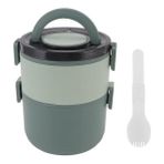 Noki Çift Katlı Taşıma Kulplu Paslanmaz Çelik Yuvarlak Beslenme Kabı 1600 ml (T0135) Haki