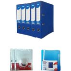 Noki Mavi 5 Adet Plastik Geniş Klasör 1 Paket Telli Dosya ve 2 Paket Poşet Dosya