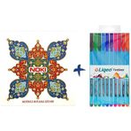 Noki Motifli Boyama Kitabı ve 10'lu Liqeo Fineliner Mandala Seti