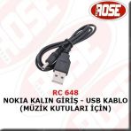 Nokıa Kalın Giriş - Usb Kablo (Müzik Kutuları Için)-Siyah