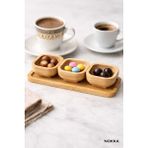 Nokka 3'lü 6 cm Bambu Kare Sunum Kasesi, Bambu Tepsi Çerezlik Servis Kasesi