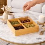 Nokka 4 Gözlü, Akrilik Kapaklı, Mdf Çok Amaçlı Dekoratif Kutu, Takı Organizeri, Çerezlik 20X20 cm