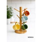 Nokka Bambu Fincan Rafı, Bambu Askılık 35 cm 6 Raf