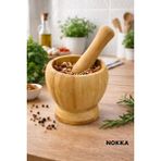 Nokka Doğal Bambu Ahşap Sarımsak Ezeceği Havan Orta Boy Bambu Ahşap Sarımsak Ezeceği Orta Boy