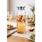 NOKKA Vakumlu Çelik Kapaklı Sürahi Isıya Dayanıklı Borosilikat Cam Sürahi 1500 ml