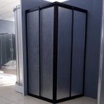 Nokta Duşakabin 100X100 cm Kare Teknesiz Duşakabin Siyah Profil Plastik Camlı