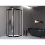 Nokta Duşakabin 90X90 Oval Teknesiz Duşakabin Siyah Profil Mika Camlı